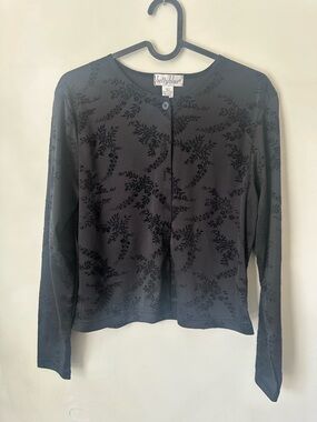 Betty Blue Black Floral-Pattern Button-Front Shirt